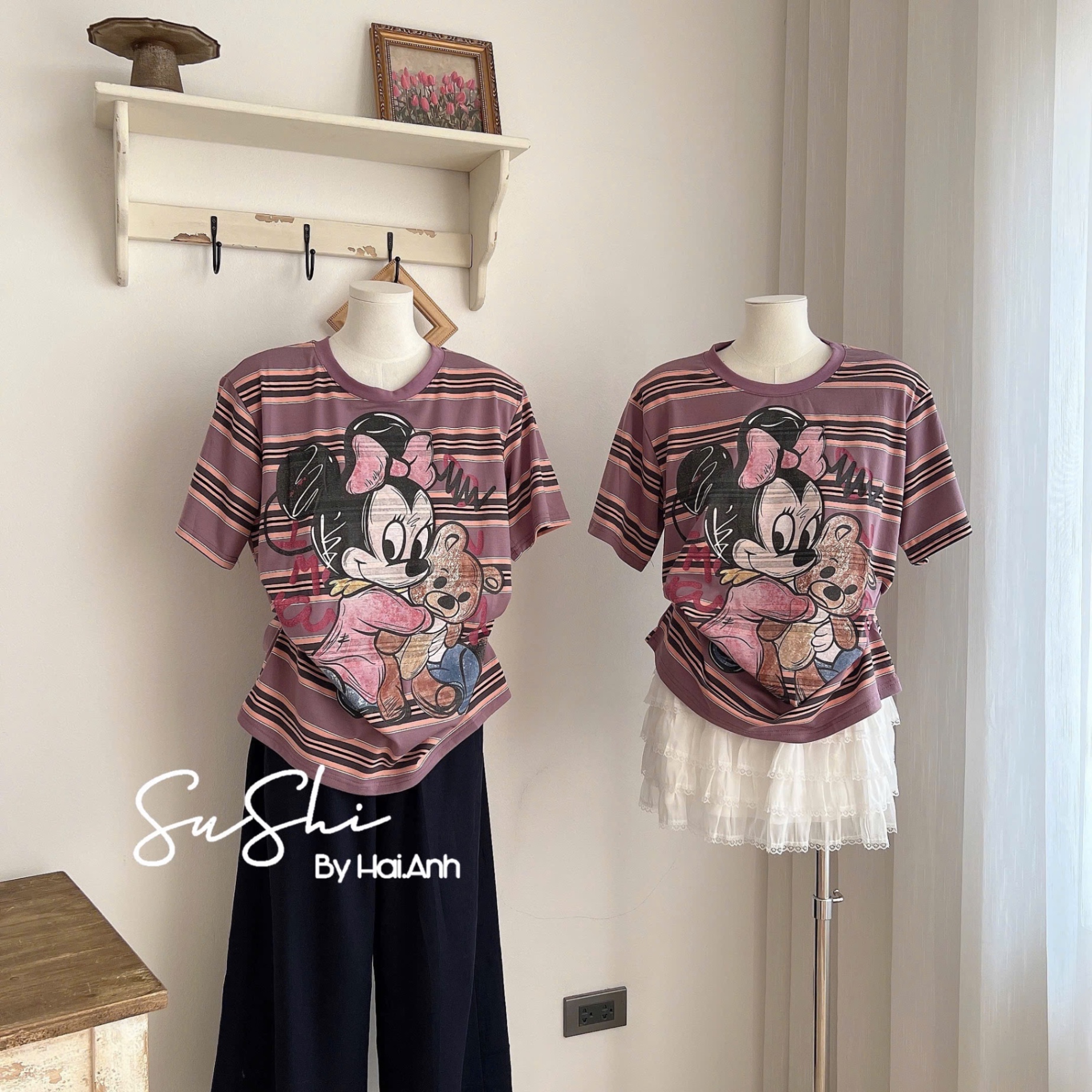 ÁO PULL KẺ TÍM MICKY QCCC