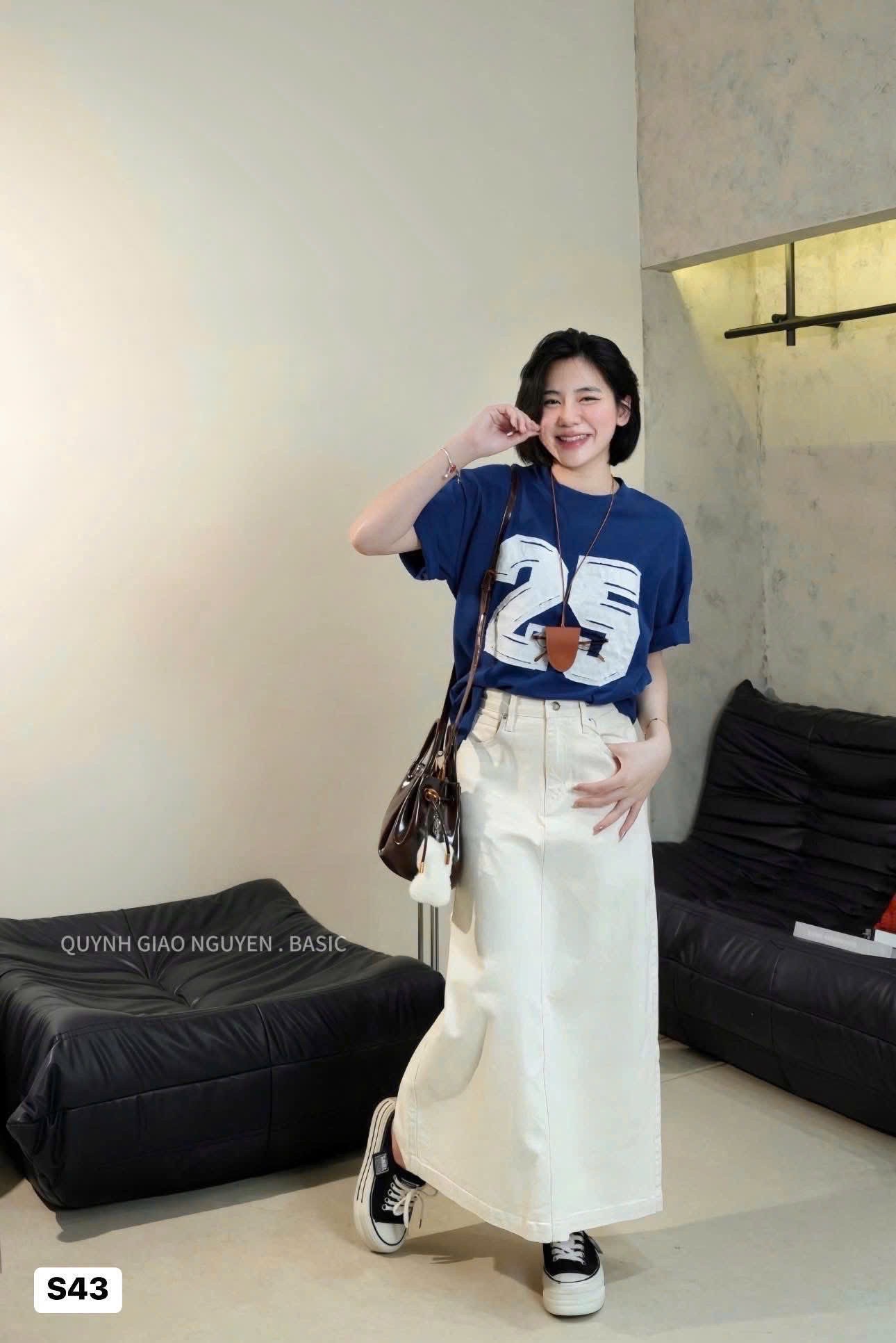 CHÂN VÁY JEAN MIDI MÀU BE PULLBEAR VNXK XUẤT DƯ