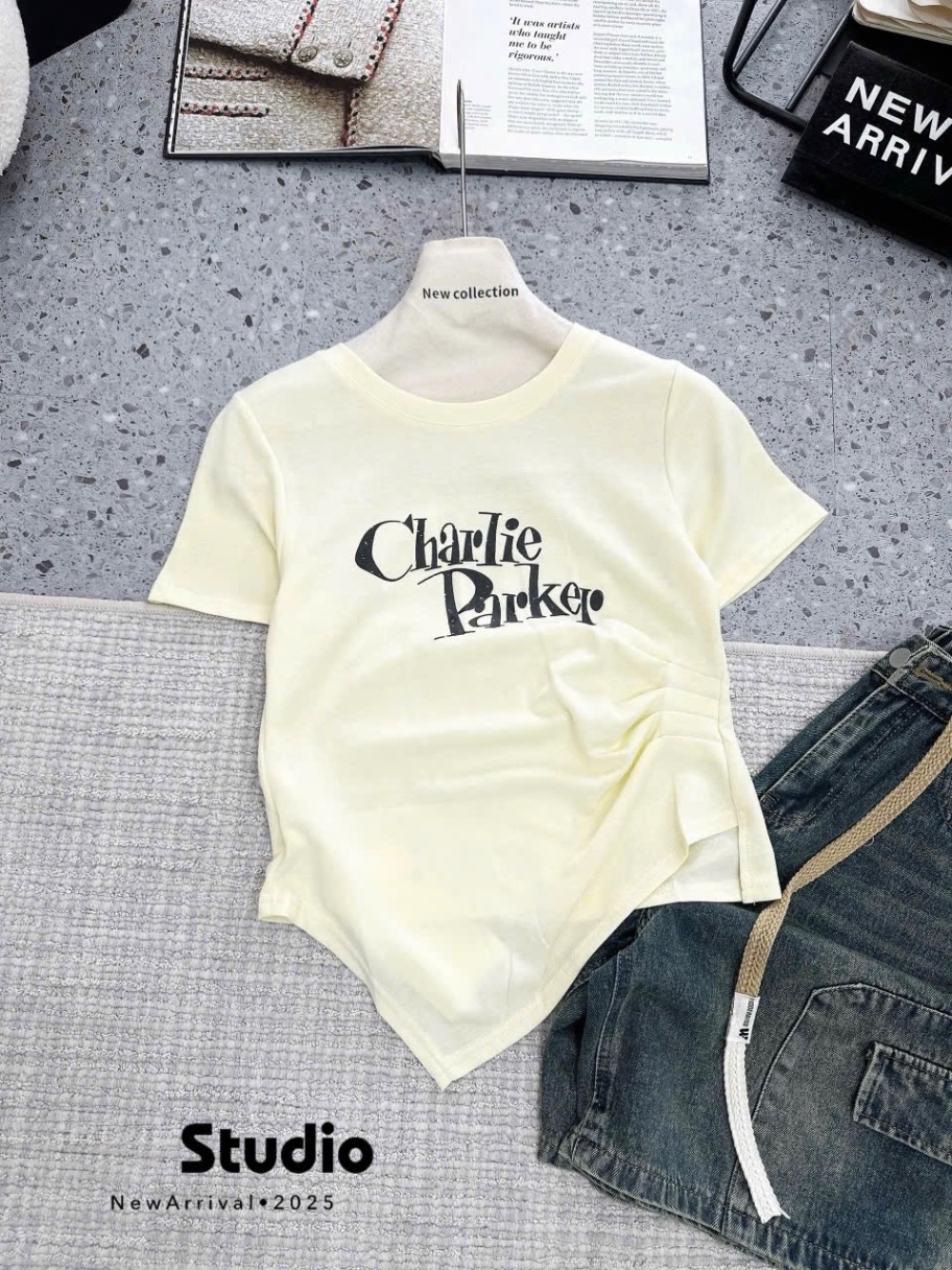 ÁO PULL CỘC VAT LỆCH QC CHỮ CHARLIE