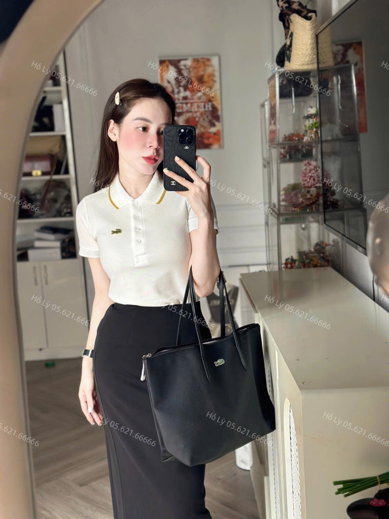 ÁO POLO LCT TRẮNG CỔ VIỀN VÀNG