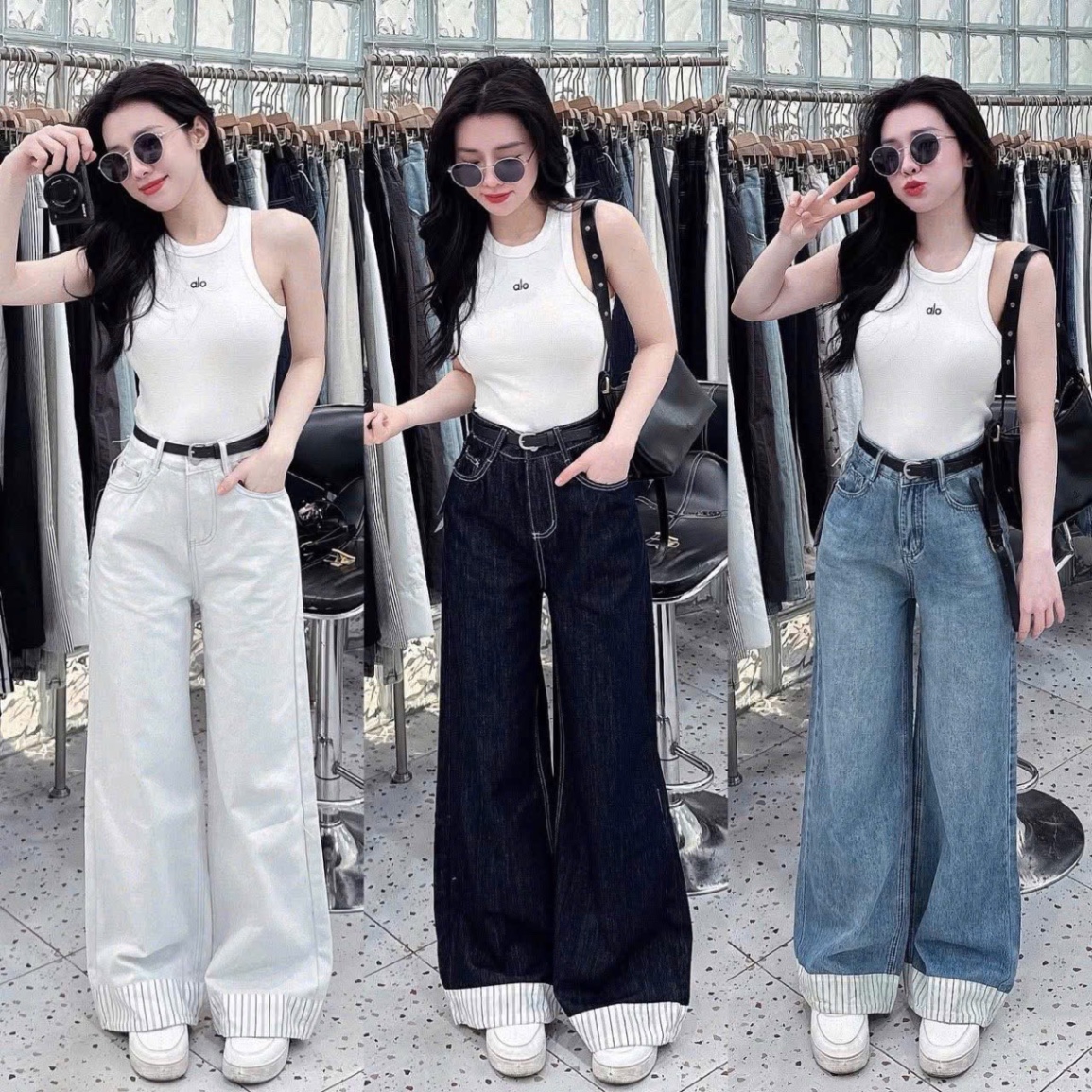 SET 4 ÁO BA LỖ ALO ĐEN TRĂNG GHI ĐỎ