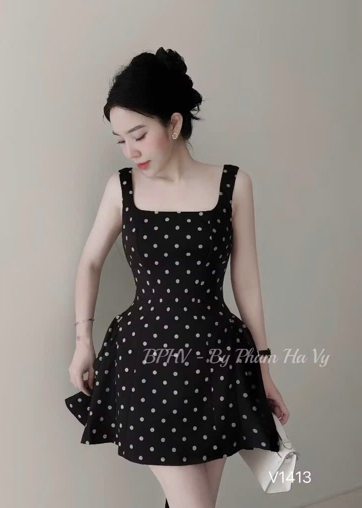 VÂY CUP NGỰC CHẤM BI 2 MÀU