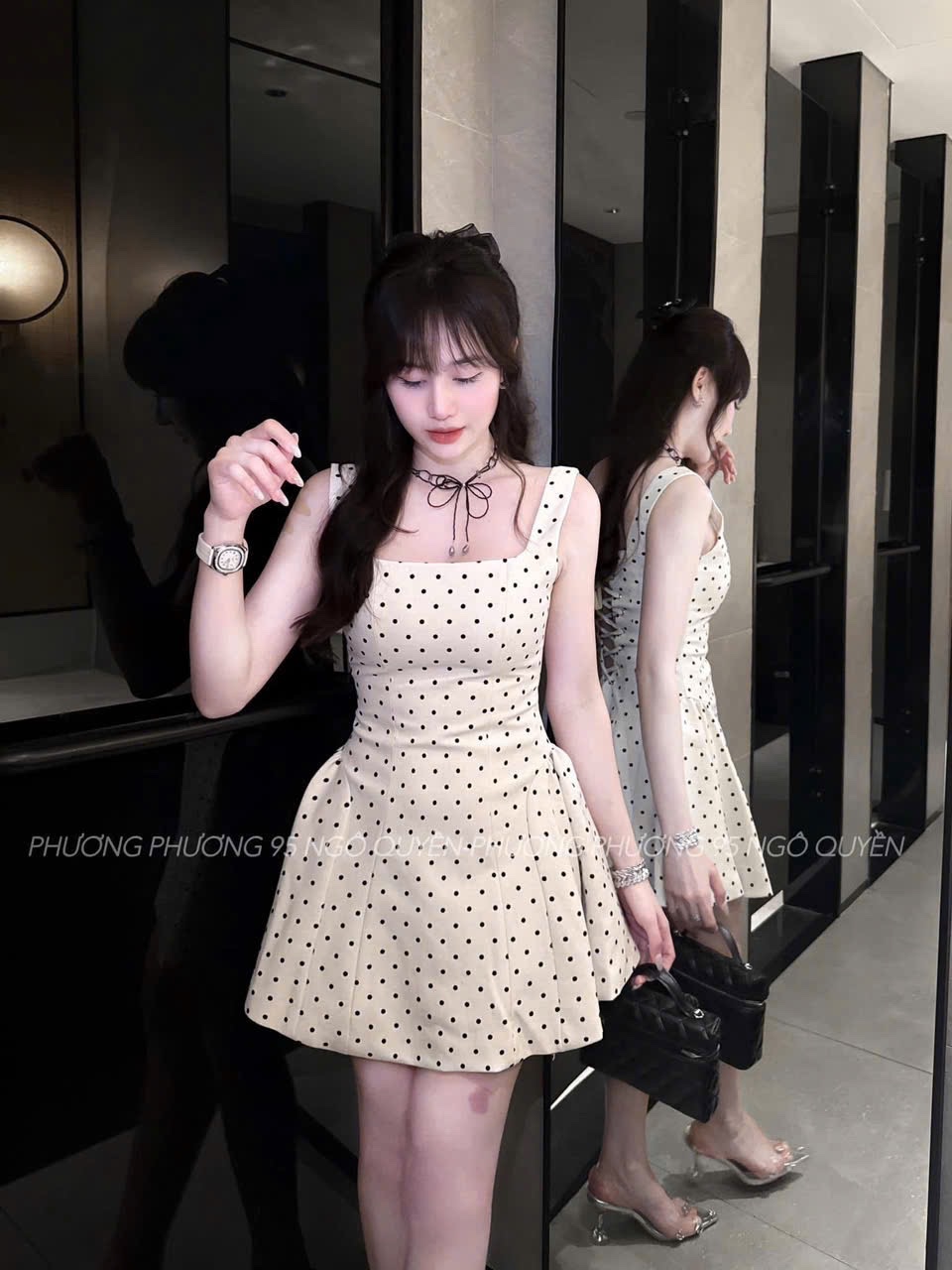 VÂY CUP NGỰC CHẤM BI 2 MÀU