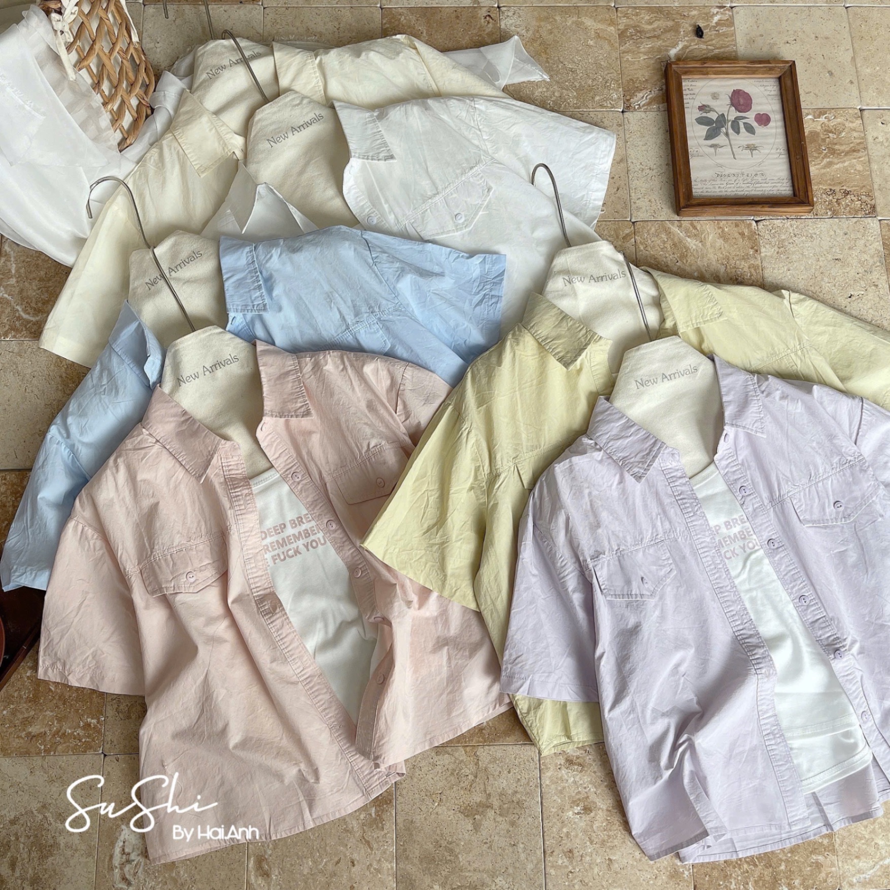 SET ÁO PULL CỘC IN CHỮ MIX SƠ MI TÚI HỘP QC