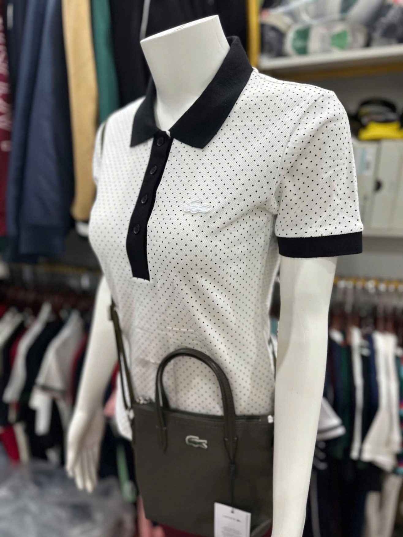 ÁO POLO LCT CHẤM BI TRẮNG