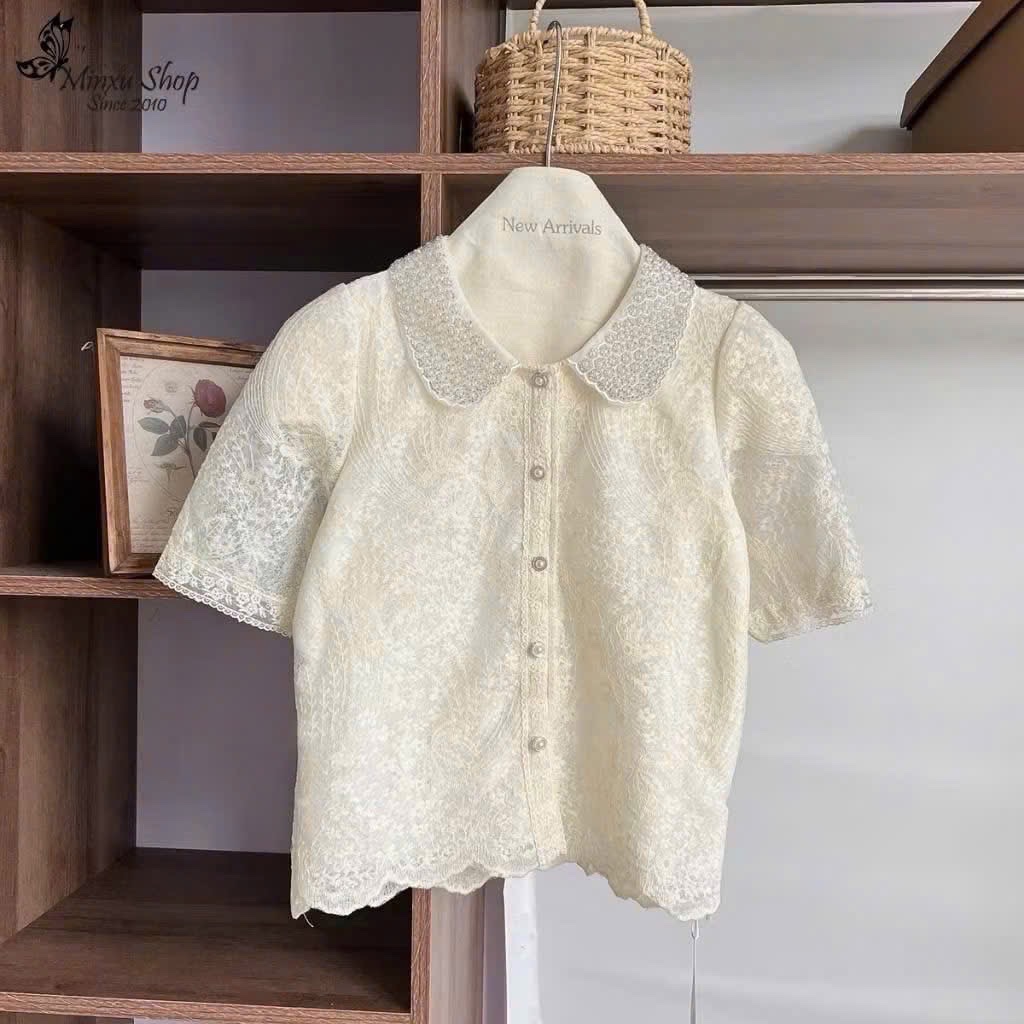 ÁO SƠ MI REN CỔ NGỌC QC