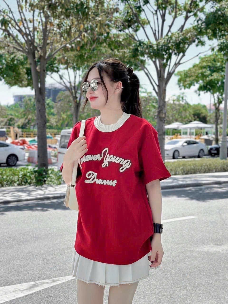 XẢ KHO ÁO PULL ĐỎ CỔ LEN THÊU CHỮ