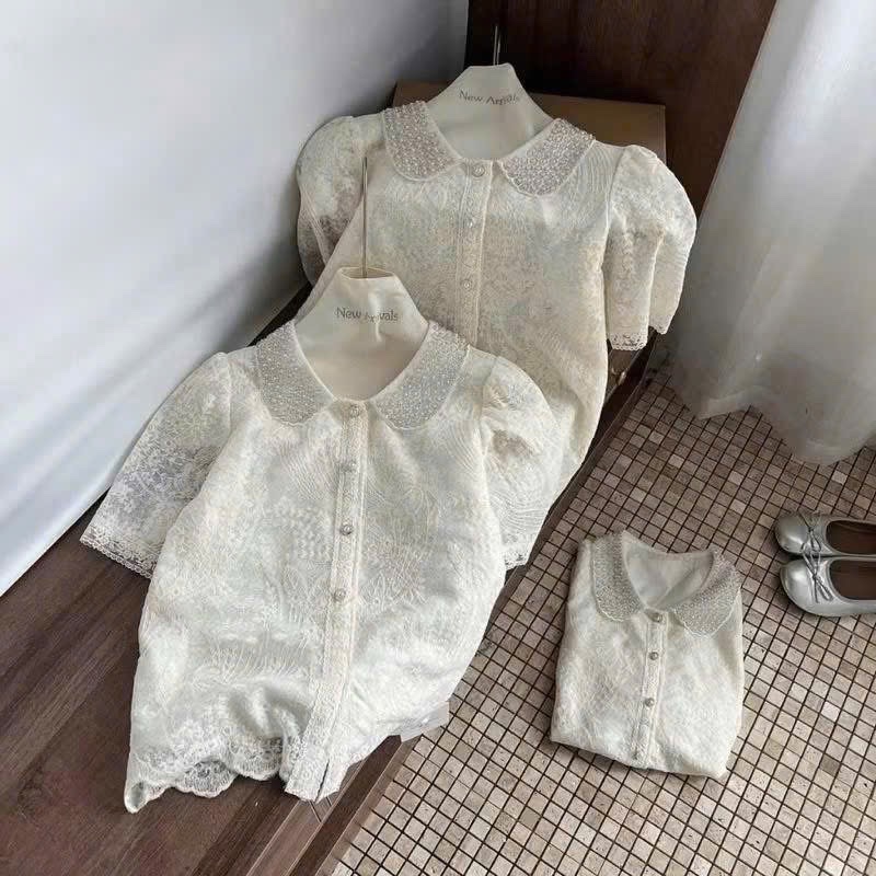 ÁO SƠ MI REN CỔ NGỌC QC