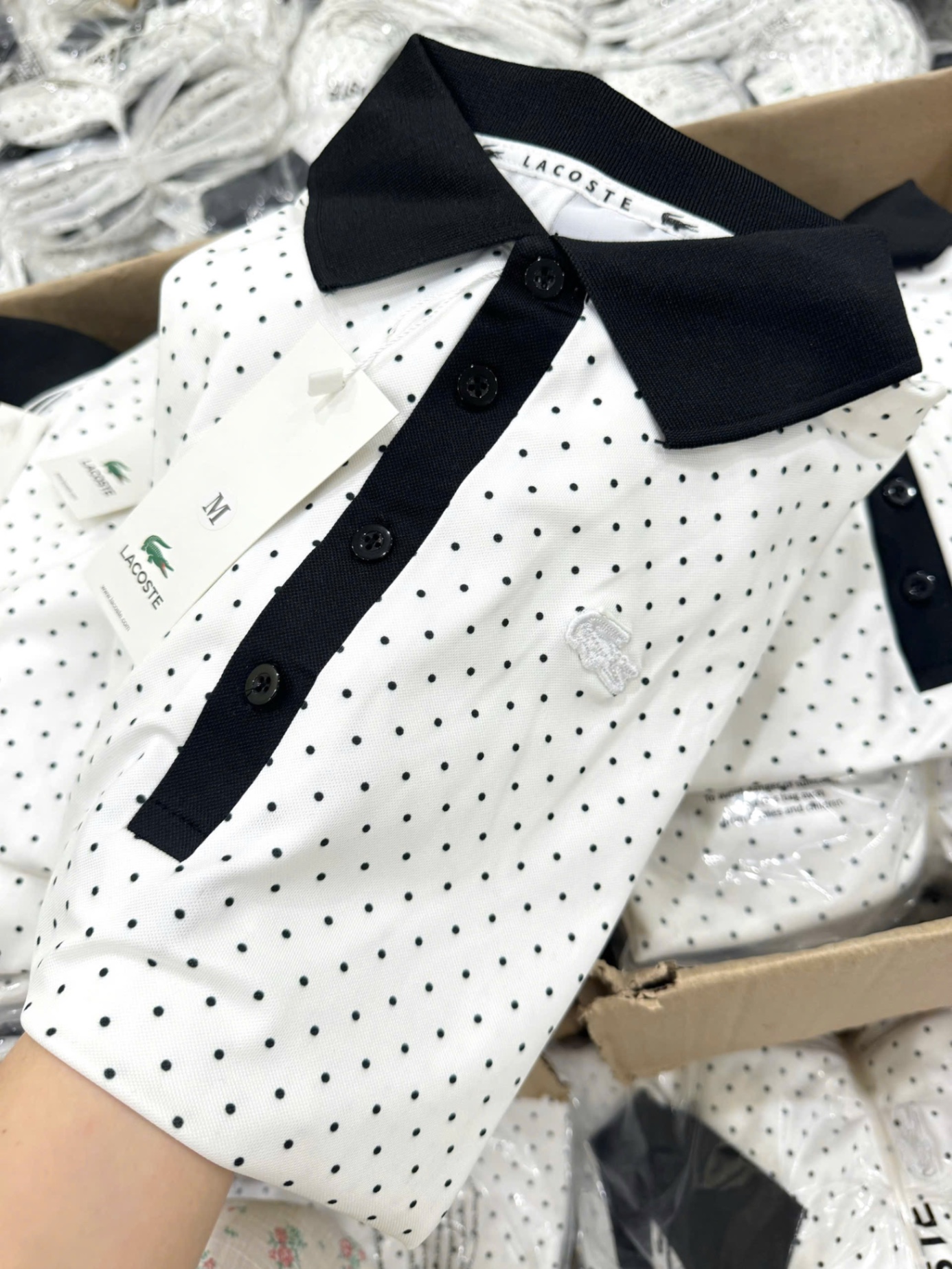 ÁO POLO LCT CHẤM BI TRẮNG