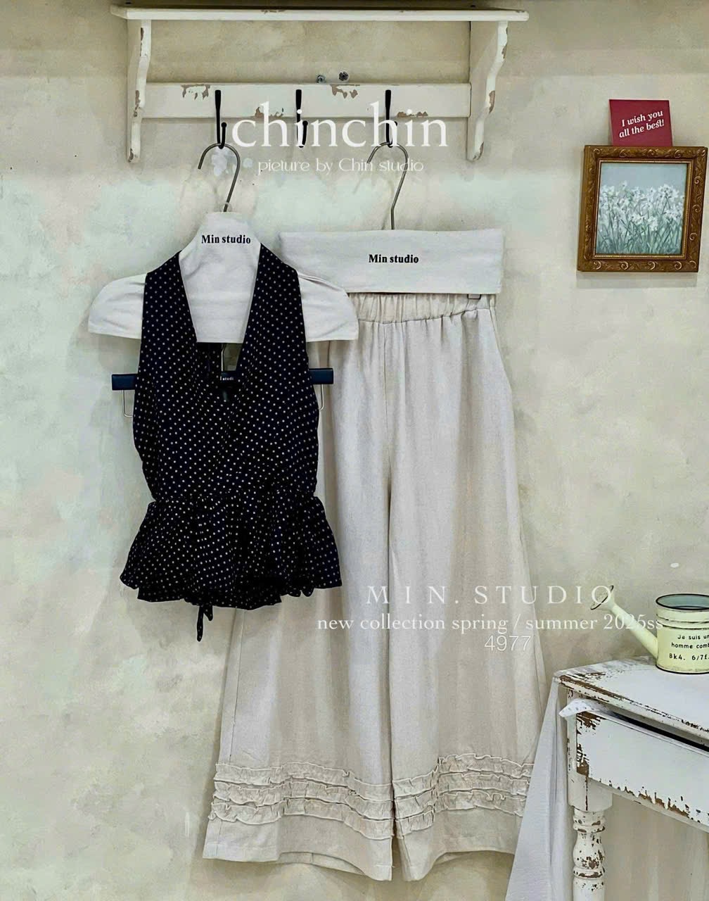 SET CHẤM BI CỔ YẾM QUẦN SUÔNG
