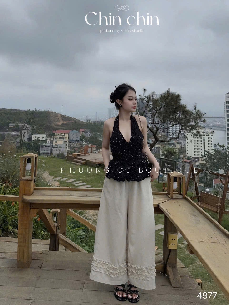 SET CHẤM BI CỔ YẾM QUẦN SUÔNG