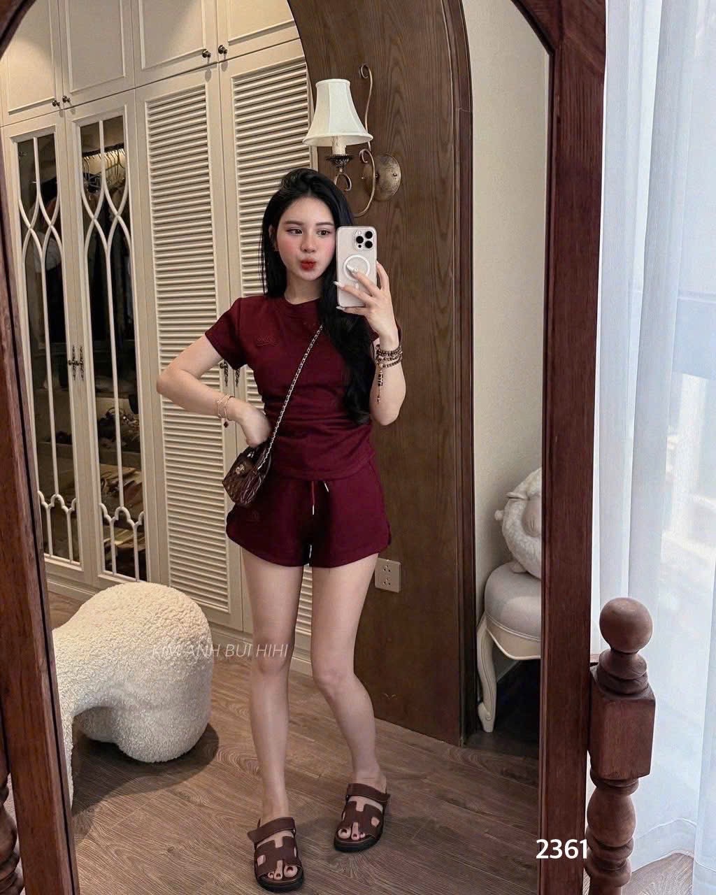 BỘ ĐÙI BAD ĐỎ RÚM EO QUẦN SOOC