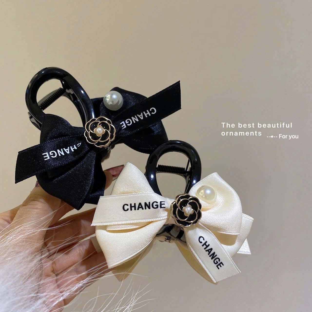 SET 2 KẸP TÓC NƠ CLN ĐEN TRẮNG