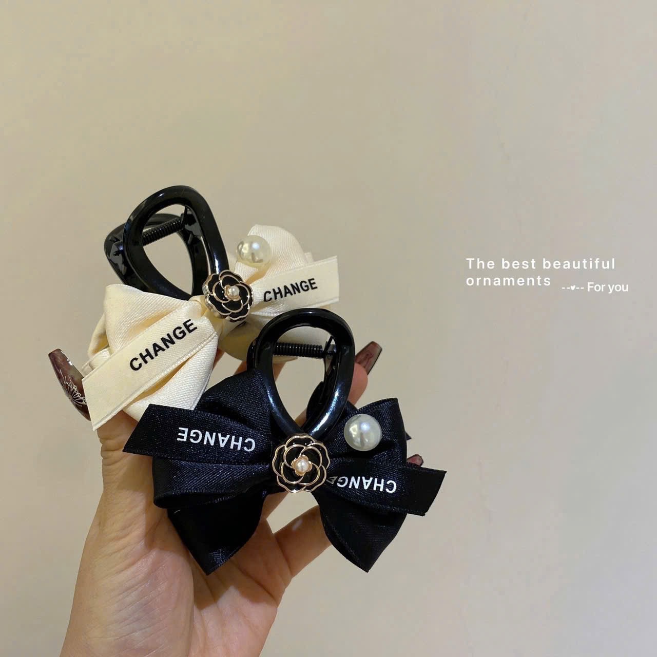 SET 2 KẸP TÓC NƠ CLN ĐEN TRẮNG
