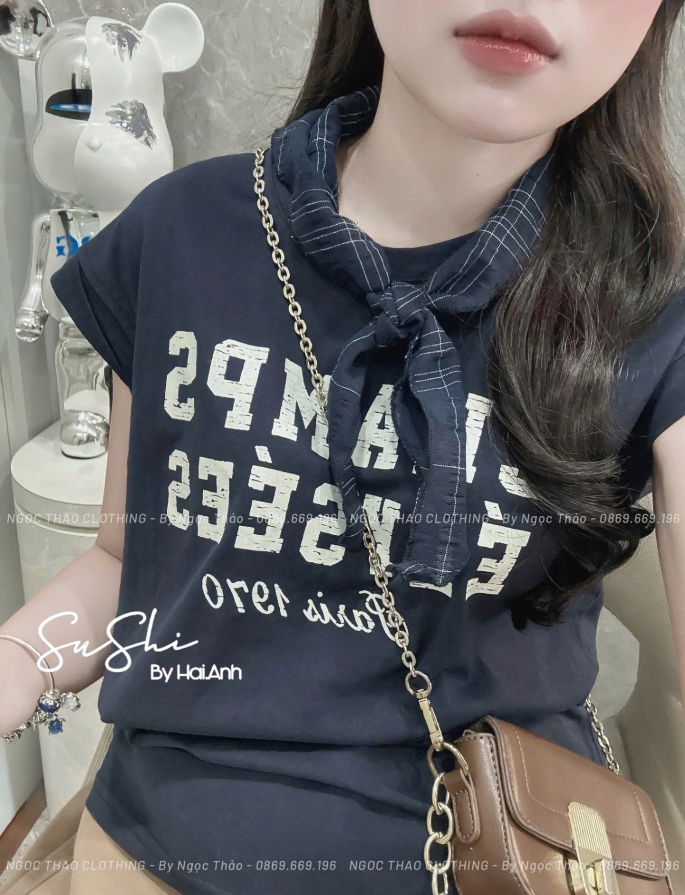 ÁO PULL CỘC TAY HẾN CHARM KÈM KHĂN QCCC