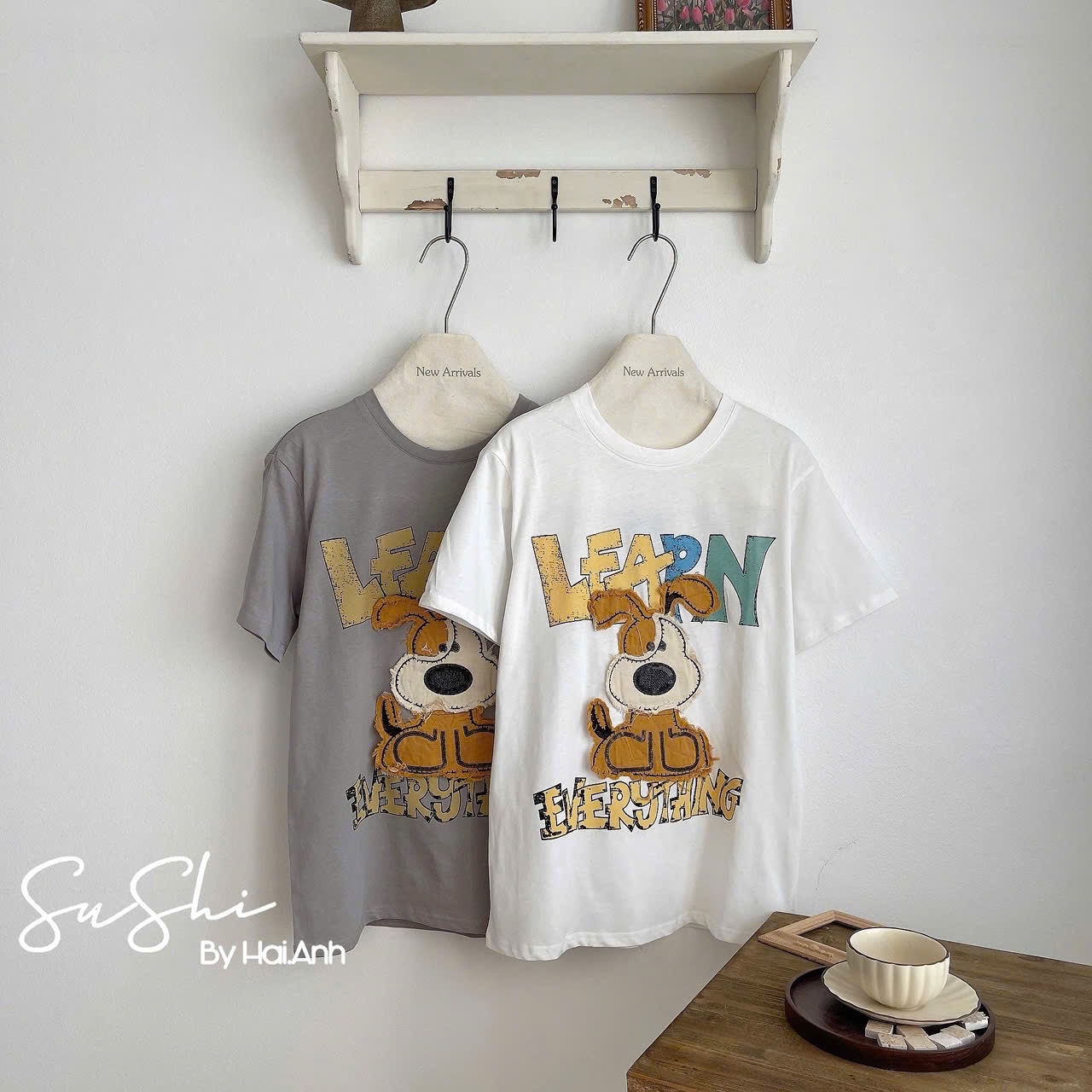 ÁO PULL CỘC HÌNH CÚN NỔI LEARN QCCC