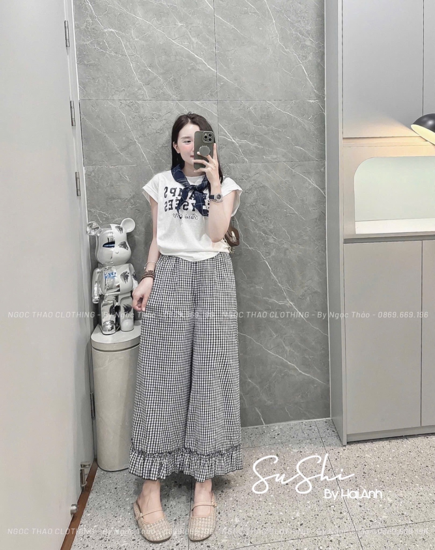 ÁO PULL CỘC TAY HẾN CHARM KÈM KHĂN QCCC