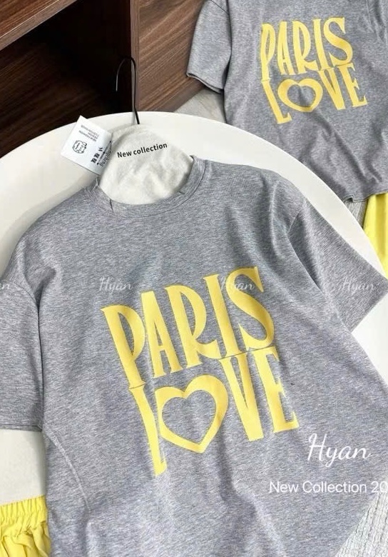SET ÁO CỘC GHI PARIS MIX CV VÀNG