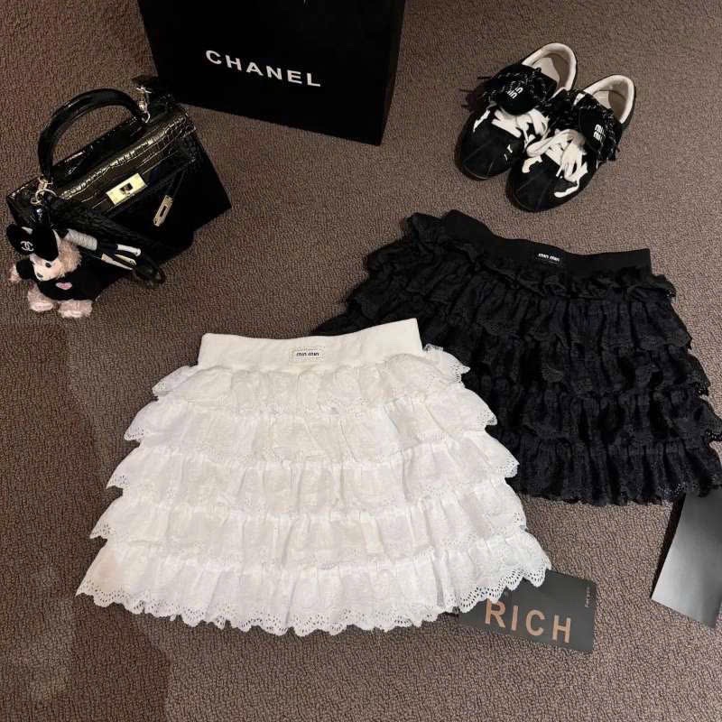 CHÂN VÁY REN TẦNG DÁNG NGẮN MIUMIU QC