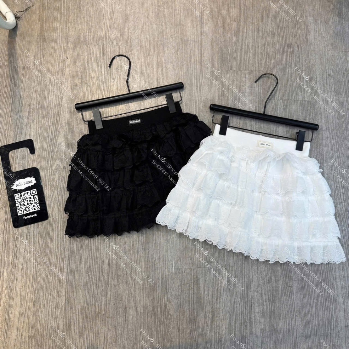 CHÂN VÁY REN TẦNG DÁNG NGẮN MIUMIU QC