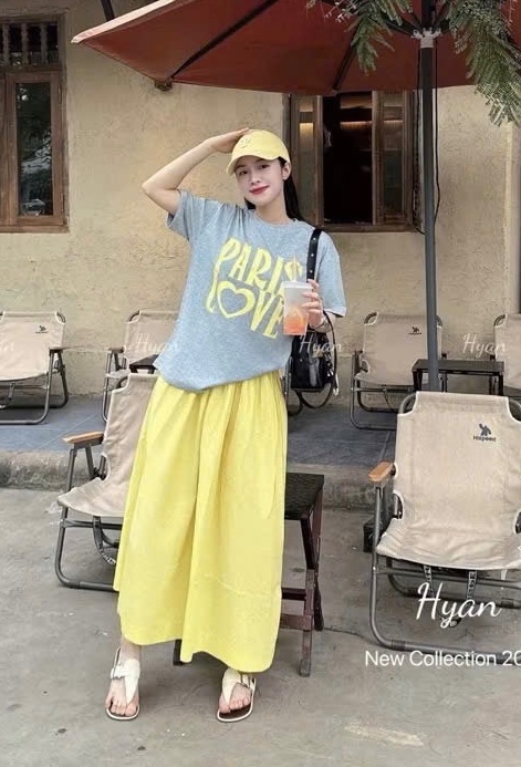 SET ÁO CỘC GHI PARIS MIX CV VÀNG