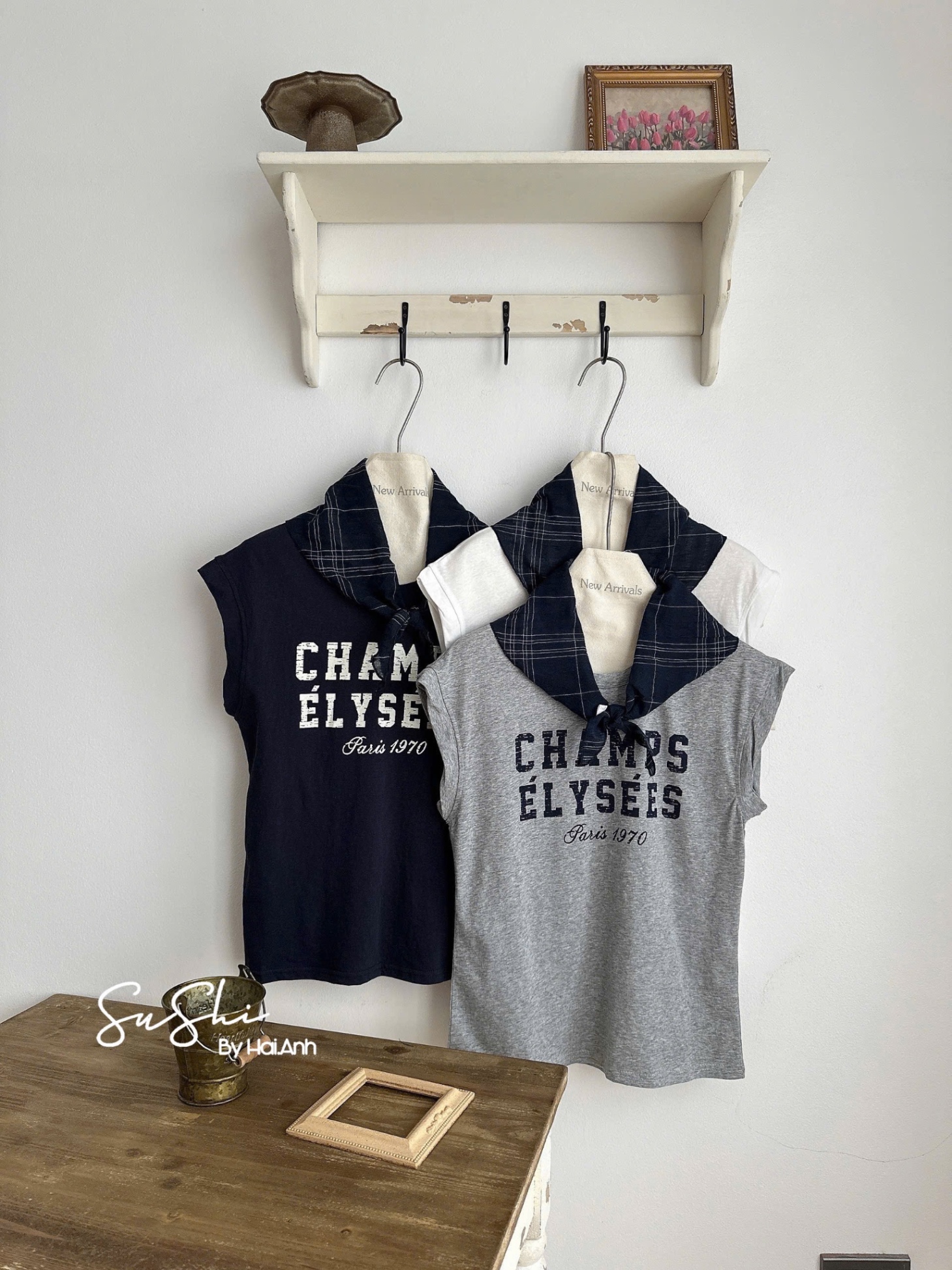 ÁO PULL CỘC TAY HẾN CHARM KÈM KHĂN QCCC