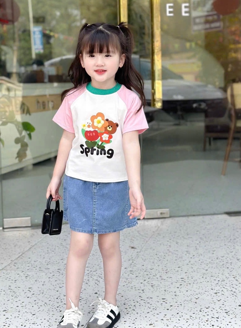 XẢ KHO SÉT ÁO PHỐI HỒNG HÌNH HOA CV JEAN