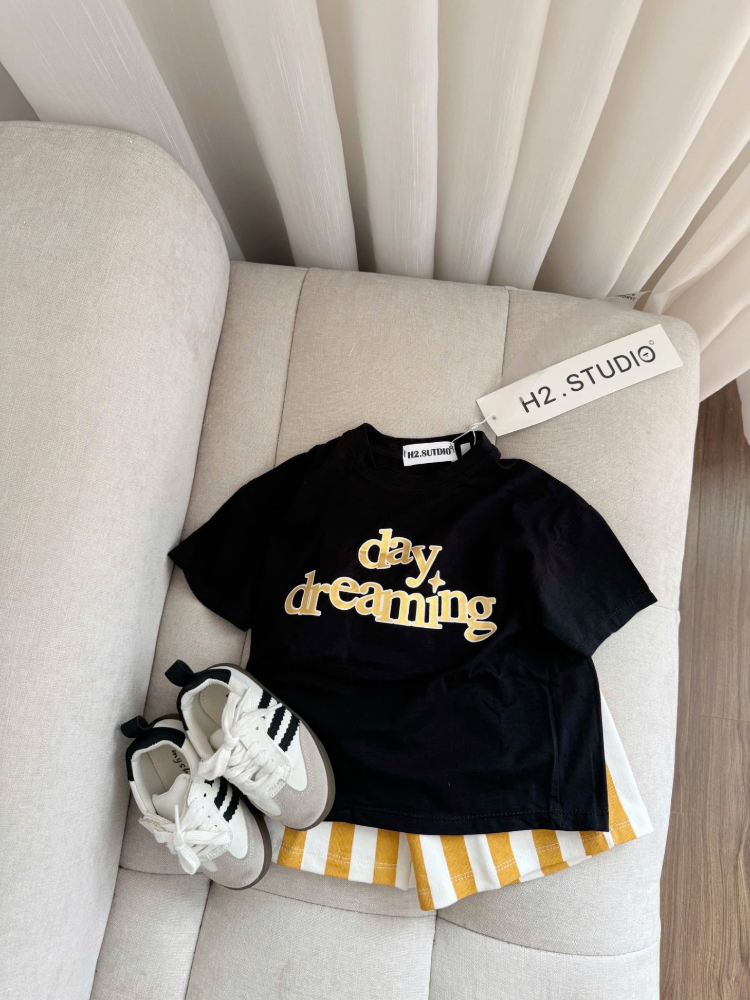 SET 2 BỘ ĐÙI HÌNH CÚN CHỮ DAY QUẦN KẺ