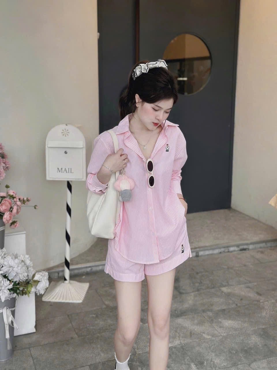 XẢ KHO BỘ ĐÙI KẺ SƠ MI THÊU GẤU WHOU