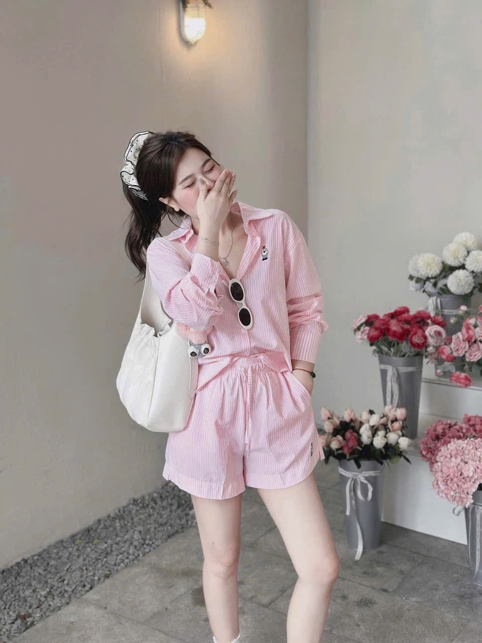 XẢ KHO BỘ ĐÙI KẺ SƠ MI THÊU GẤU WHOU
