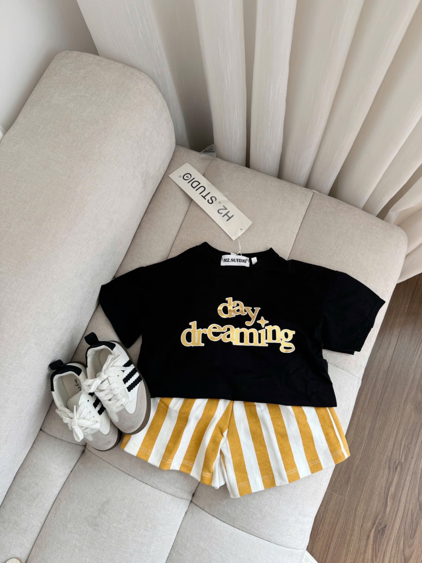 SET 2 BỘ ĐÙI HÌNH CÚN CHỮ DAY QUẦN KẺ