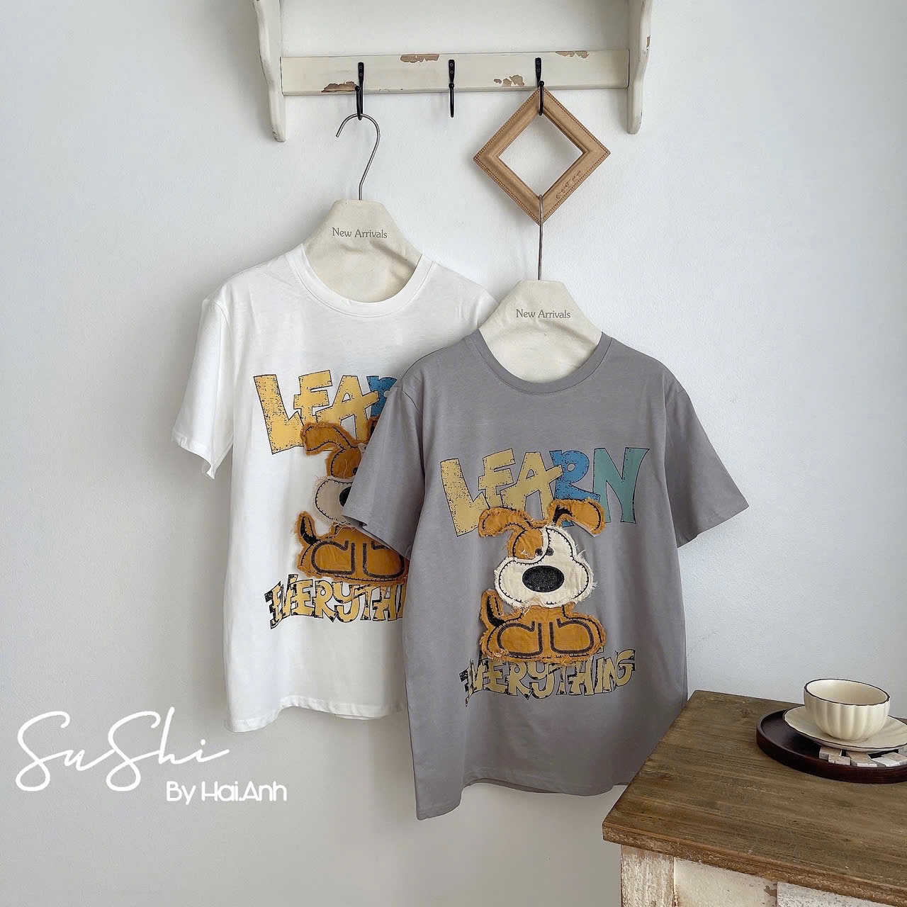 ÁO PULL CỘC HÌNH CÚN NỔI LEARN QCCC
