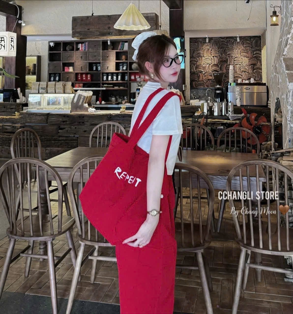 SÉT 3CT ÁO CỘC TRẮNG IN CHỮ MIX QUẦN BOM KÈM TÚI