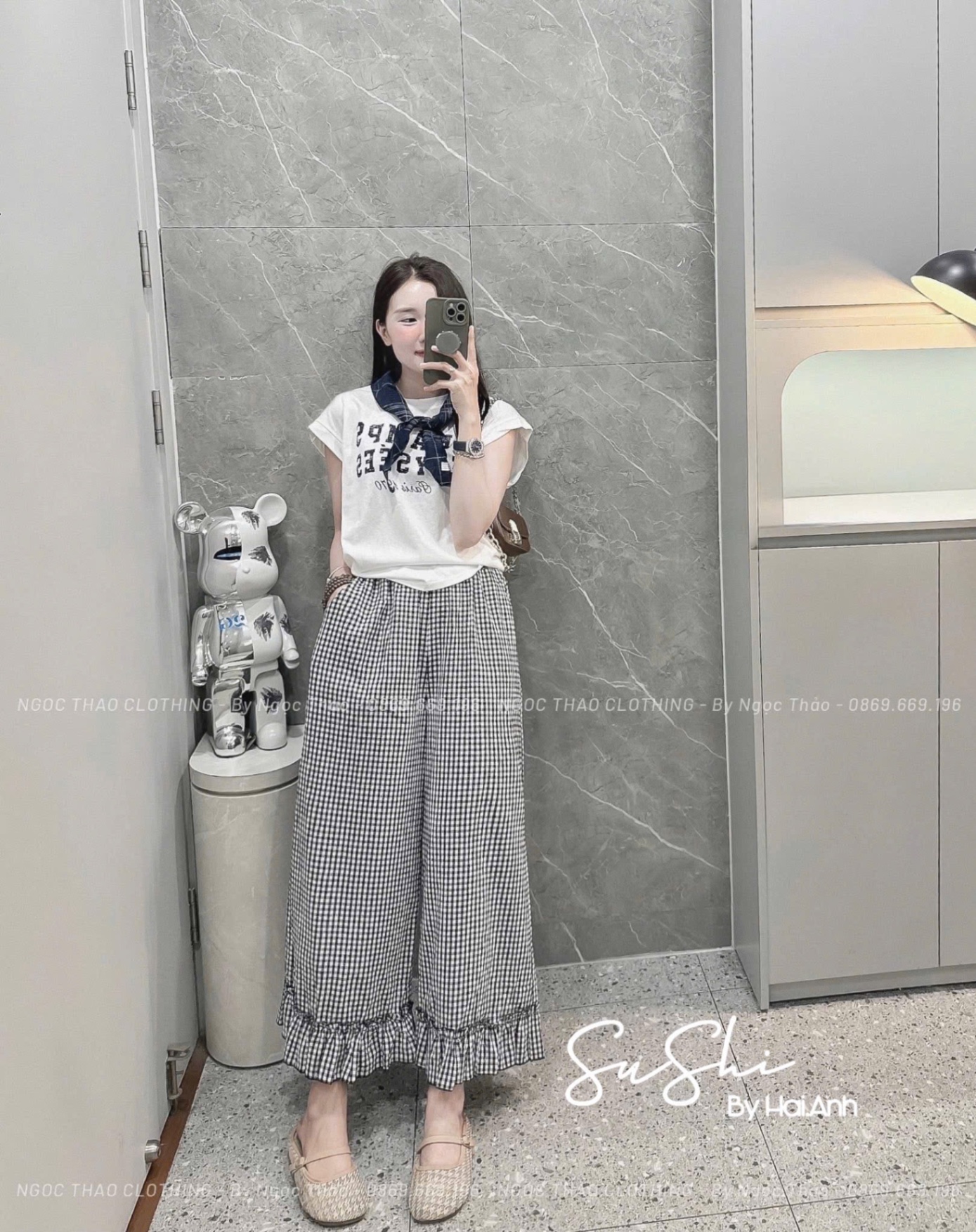 ÁO PULL CỘC TAY HẾN CHARM KÈM KHĂN QCCC