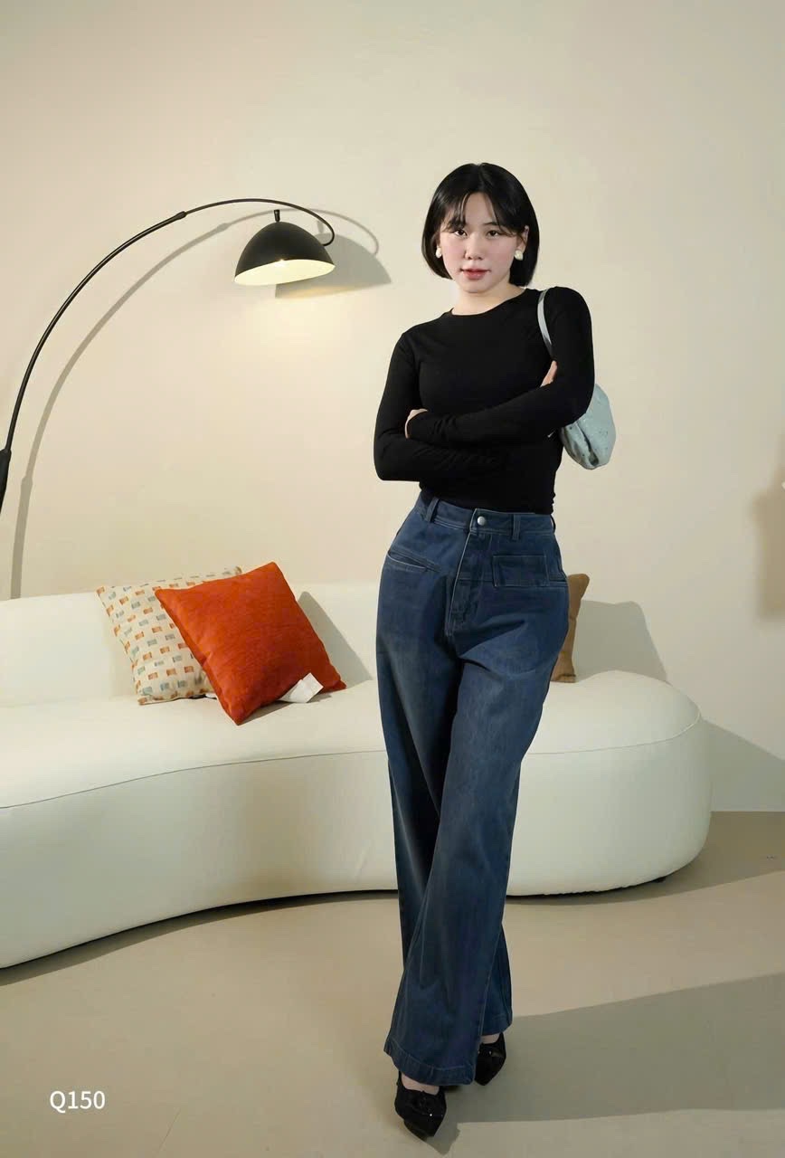 QUẦN JEAN SUÔNG XANH CAN TÚI TRƯỚC