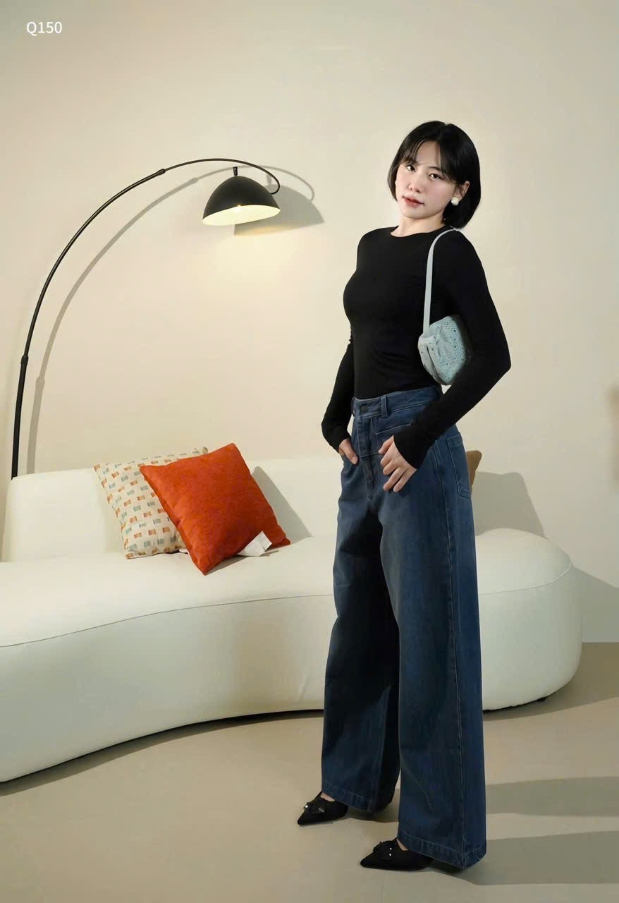 QUẦN JEAN SUÔNG XANH CAN TÚI TRƯỚC