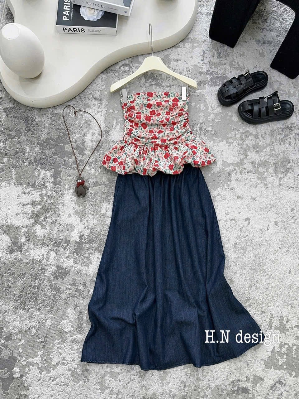 SET AO HOA CÚP NGỰC MIX CV JEAN
