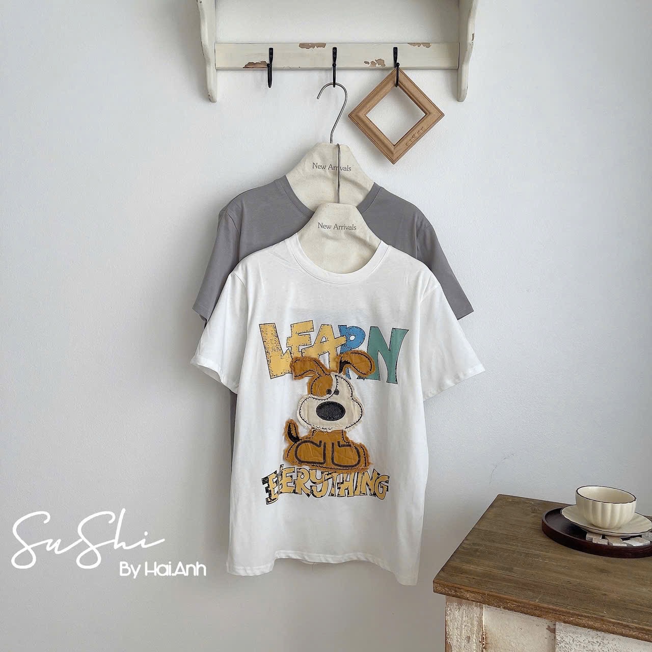 ÁO PULL CỘC HÌNH CÚN NỔI LEARN QCCC