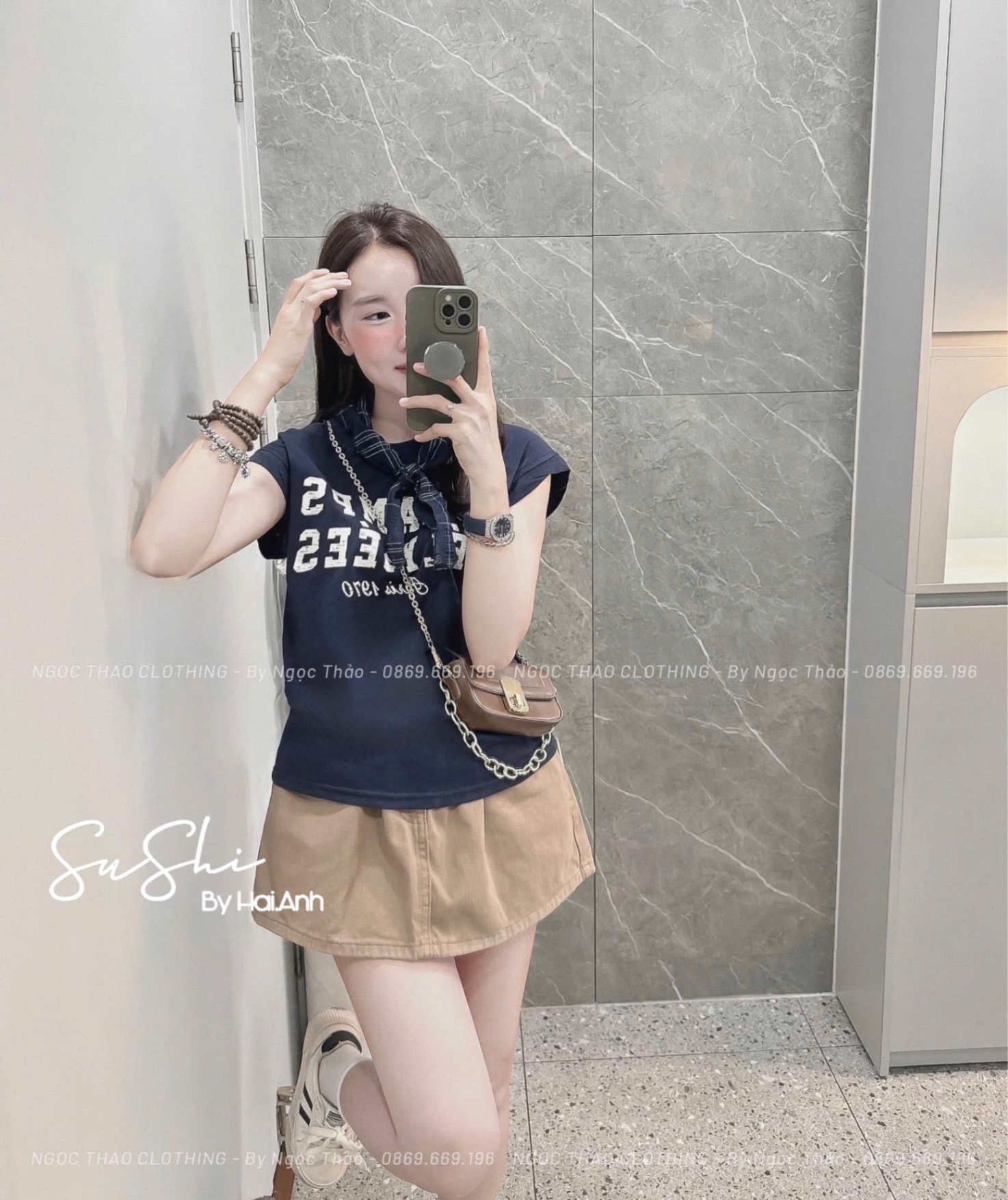 ÁO PULL CỘC TAY HẾN CHARM KÈM KHĂN QCCC