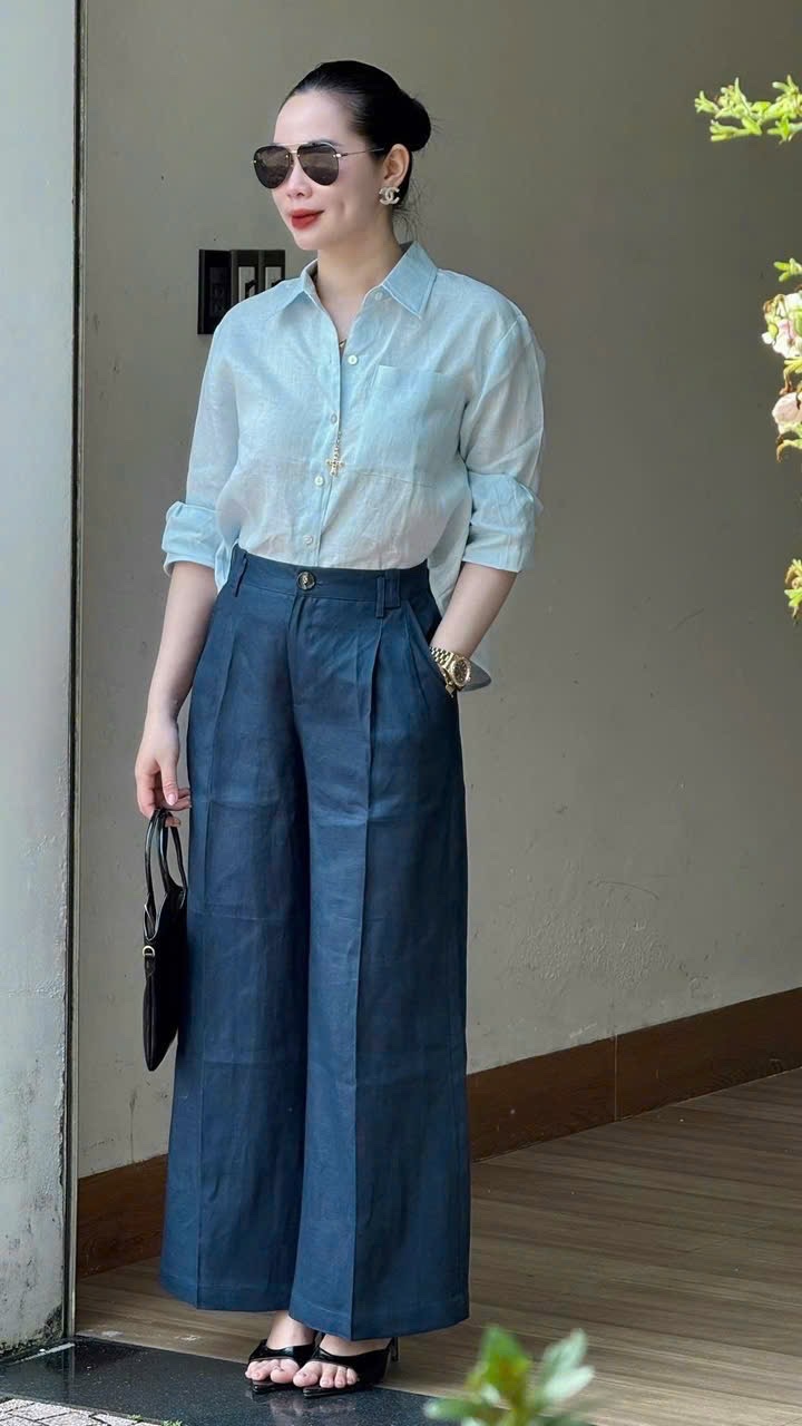 ÁO SƠ MI GU XANH NGỌC ĐÍNH NƠ