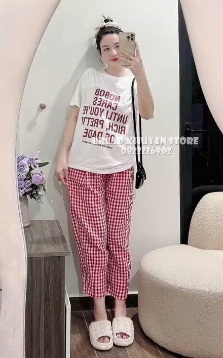 XẢ KHO BỘ CÔC TRÂNG QUẦN KẺ ĐỎ CHỮ BOBOD