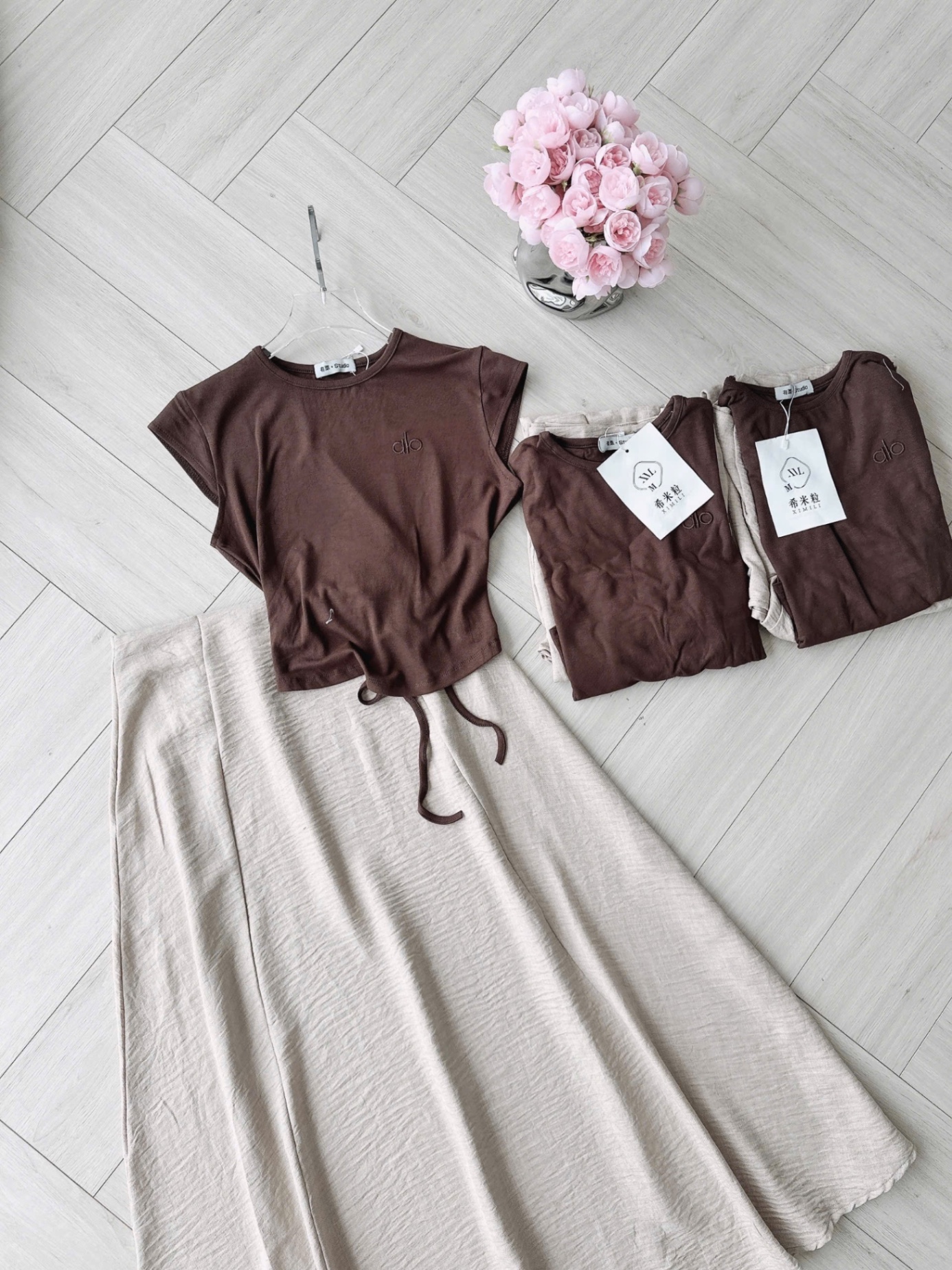 SET ÁO NÂU ALO RÚT LƯNH SAU MIX CV