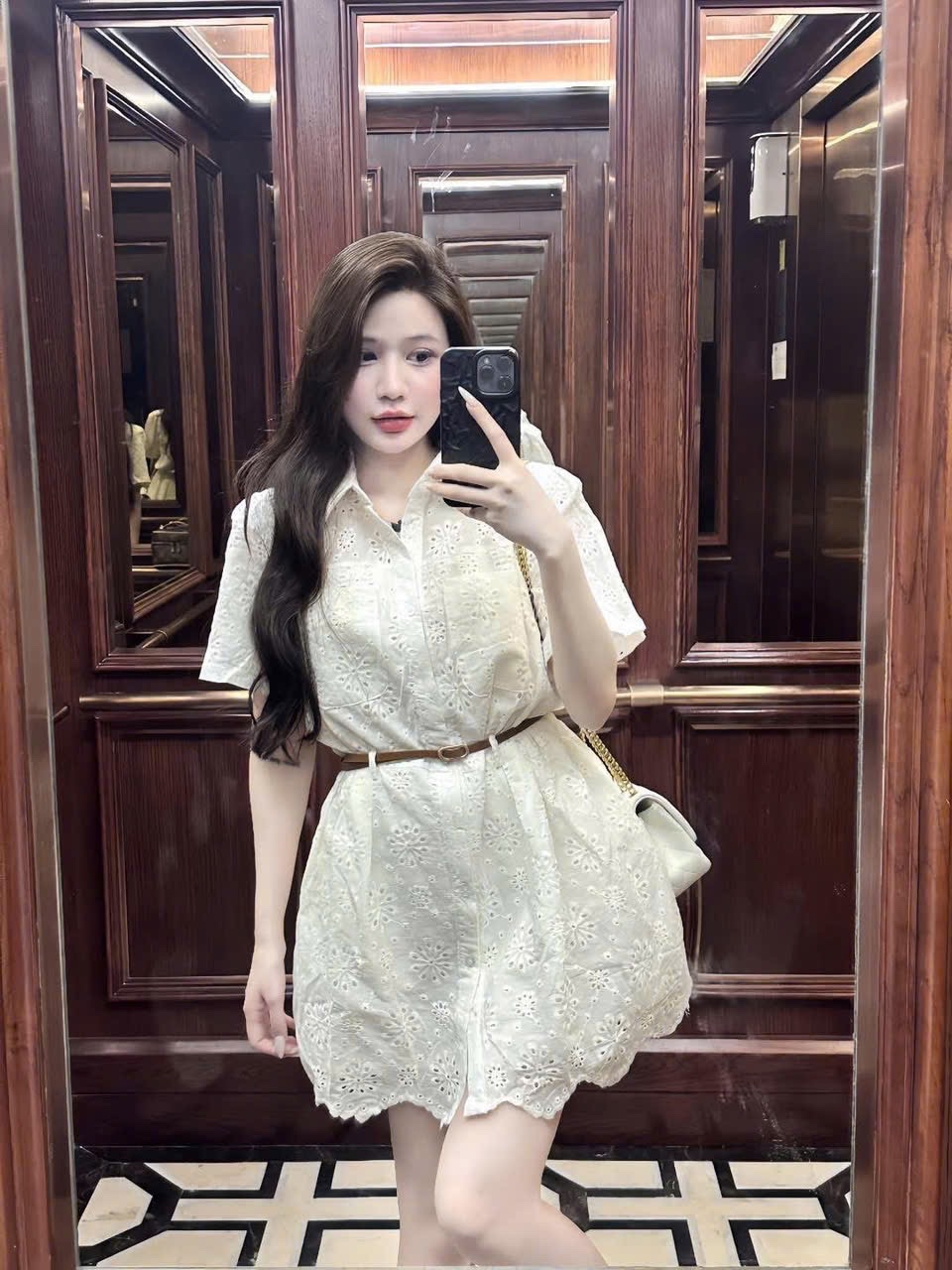 VÁY THÔ HOA ĐỤC LỖ QC KÈM ĐAI