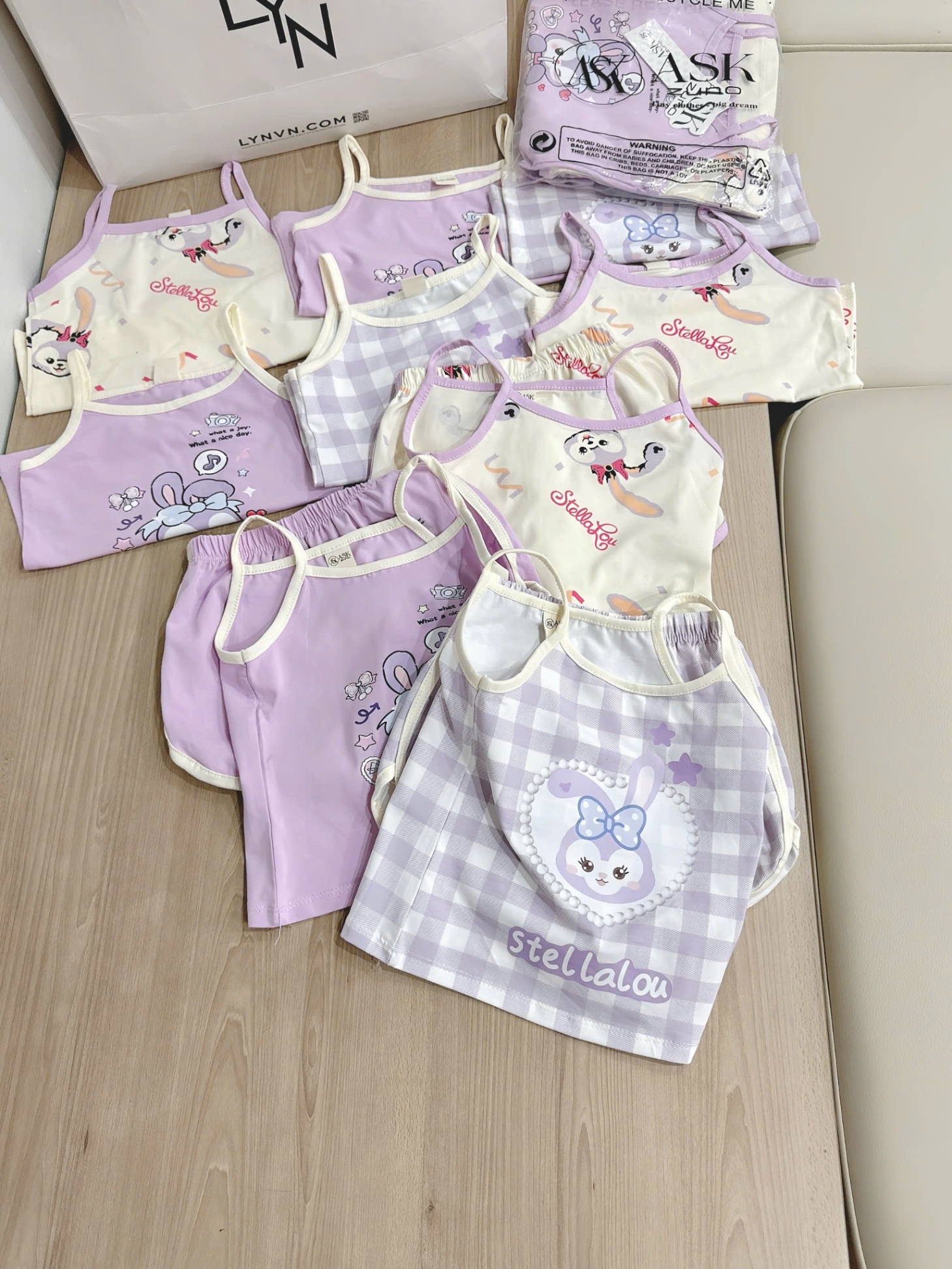 SET 3 BỘ ĐÙI 2S HÌNH THỎ TONE TIM