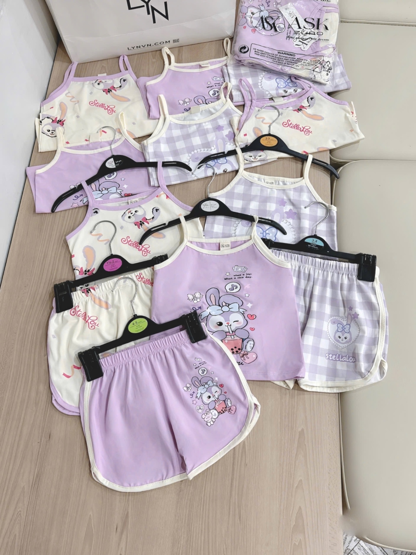 SET 3 BỘ ĐÙI 2S HÌNH THỎ TONE TIM