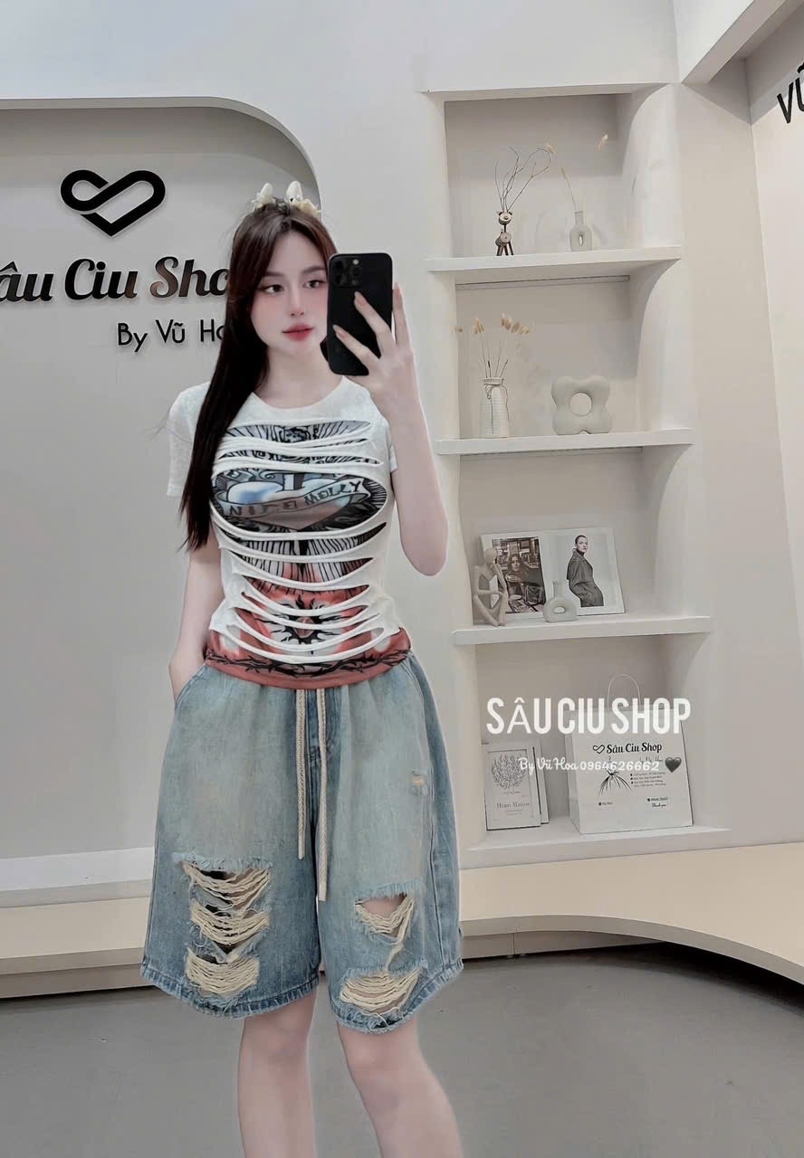 ÁO PHÔNG GIẤY RÁCH QCCC L1