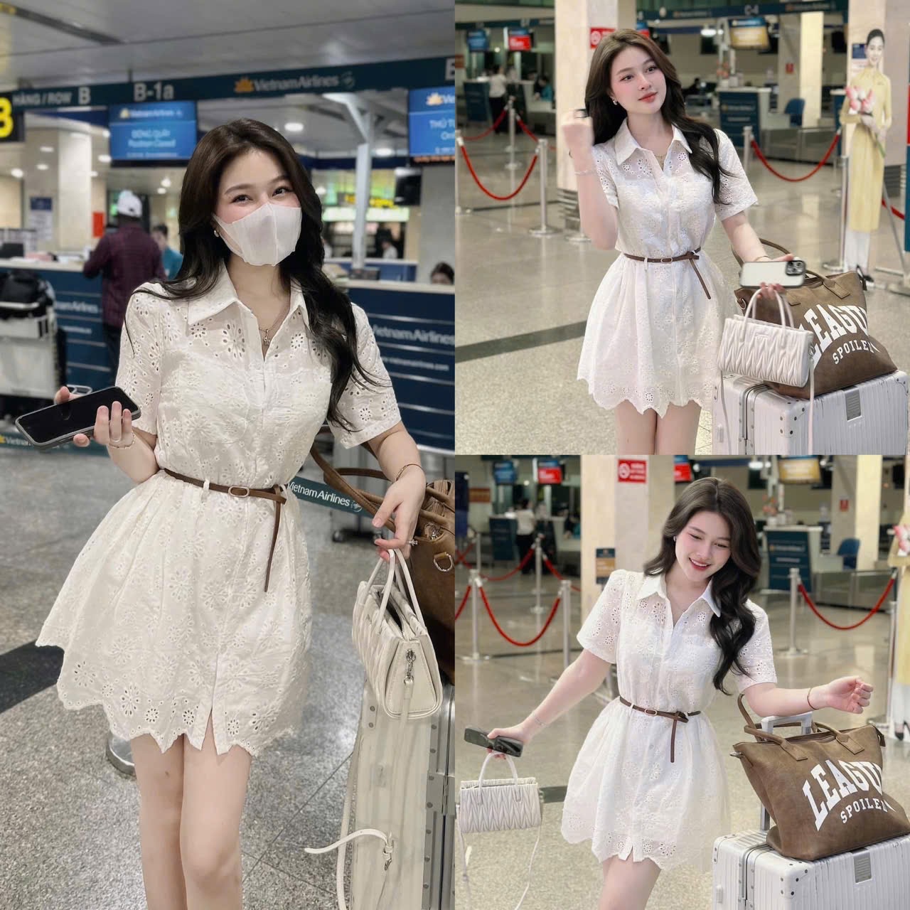 VÁY THÔ HOA ĐỤC LỖ QC KÈM ĐAI