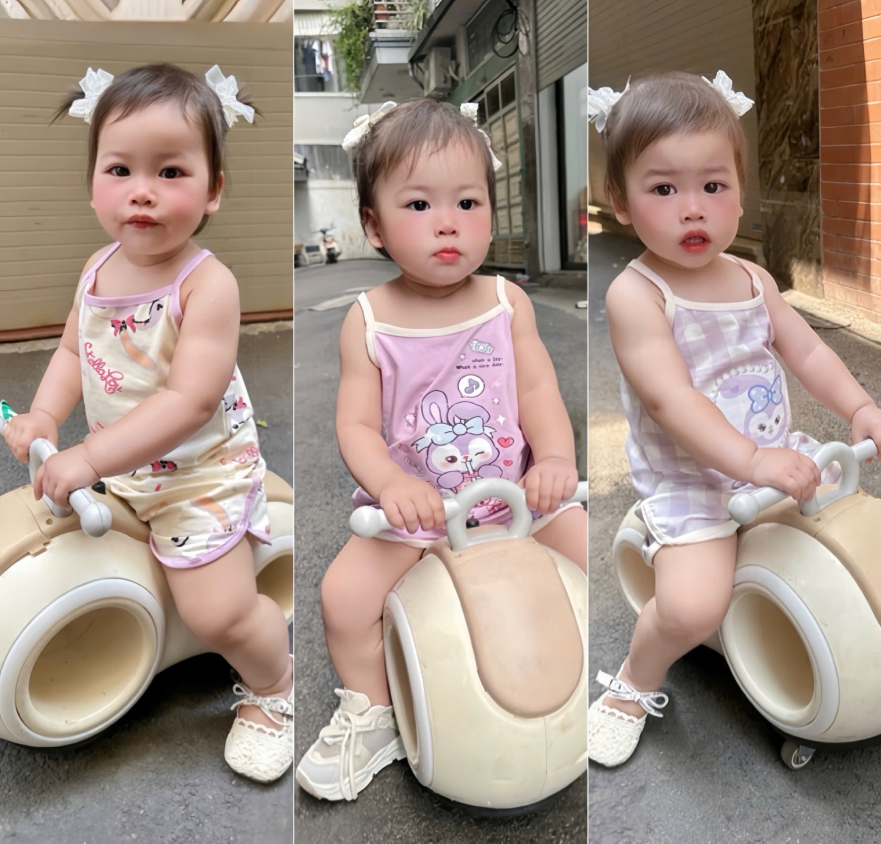 SET 3 BỘ ĐÙI 2S HÌNH THỎ TONE TIM
