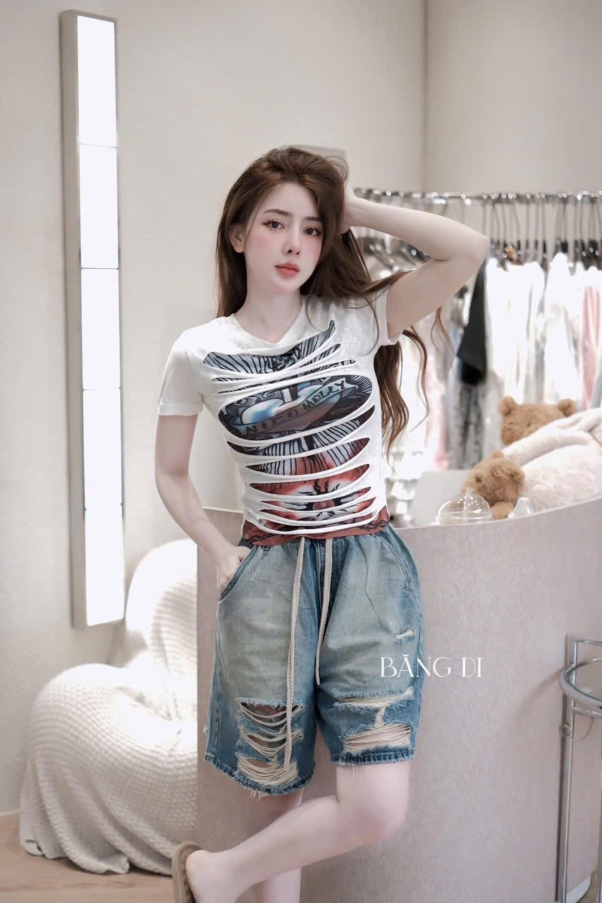 ÁO PHÔNG GIẤY RÁCH QCCC L1