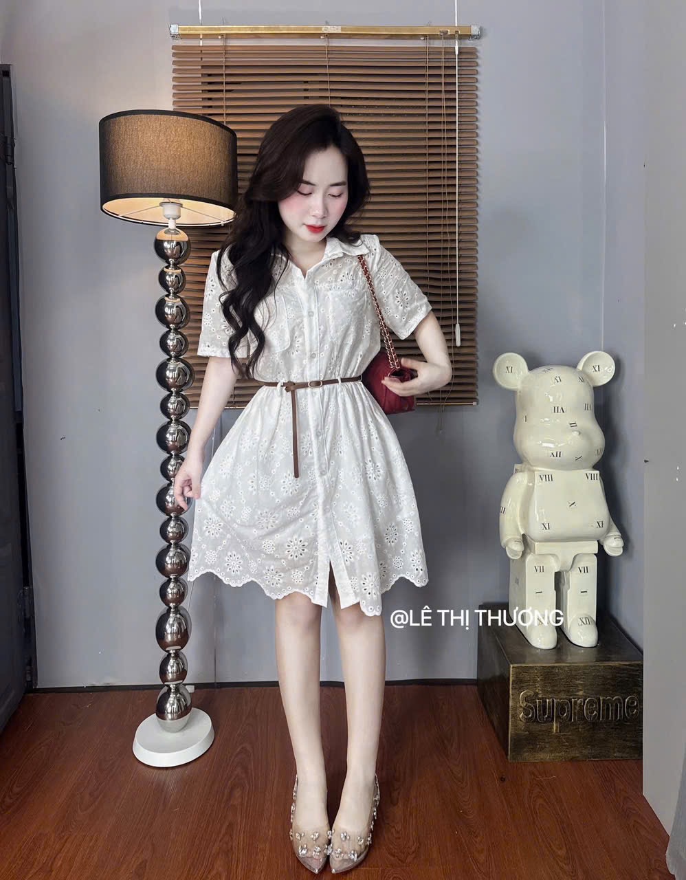 VÁY THÔ HOA ĐỤC LỖ QC KÈM ĐAI